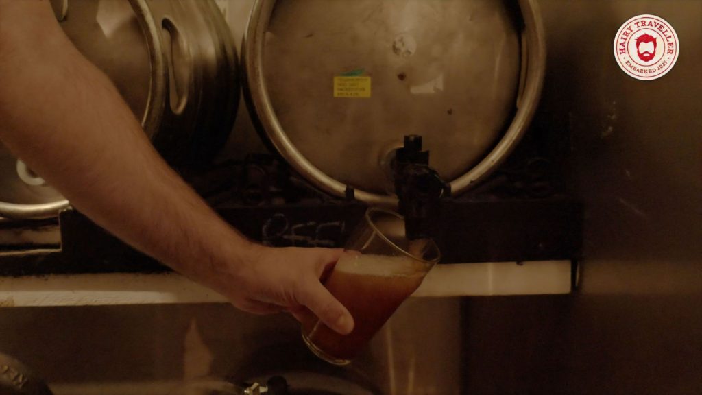 Pouring a pint at the Halfway House